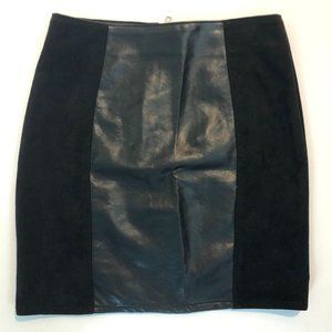 Mini leather and suede black skirt